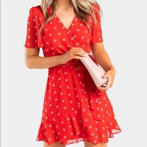 NWT Francesca’s Red Polkadot Wrap Dress